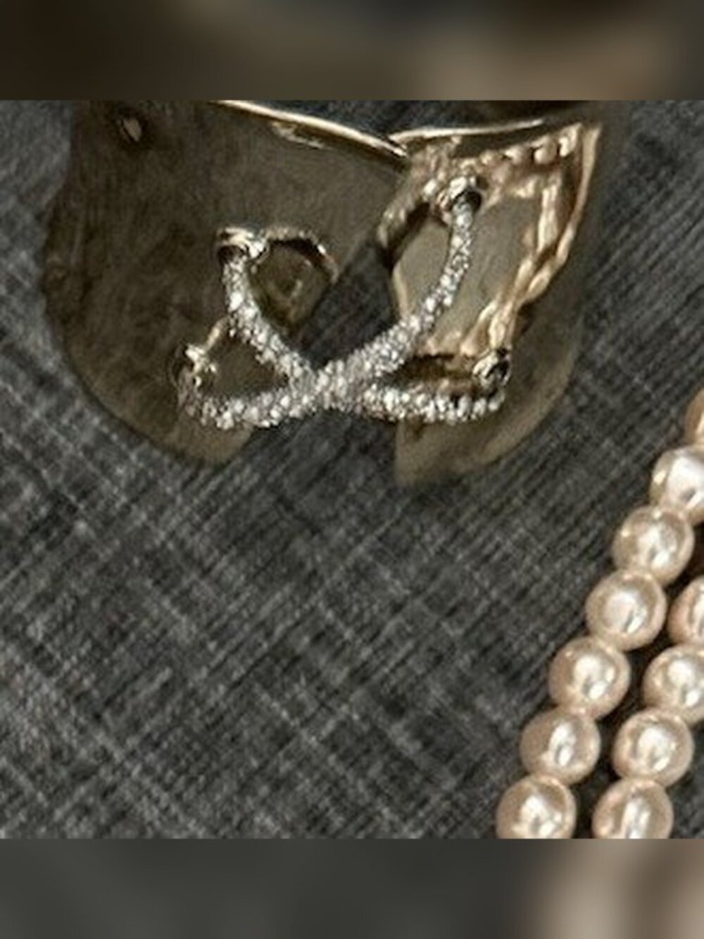 Hammered Gold Cuff with Crystal Knot